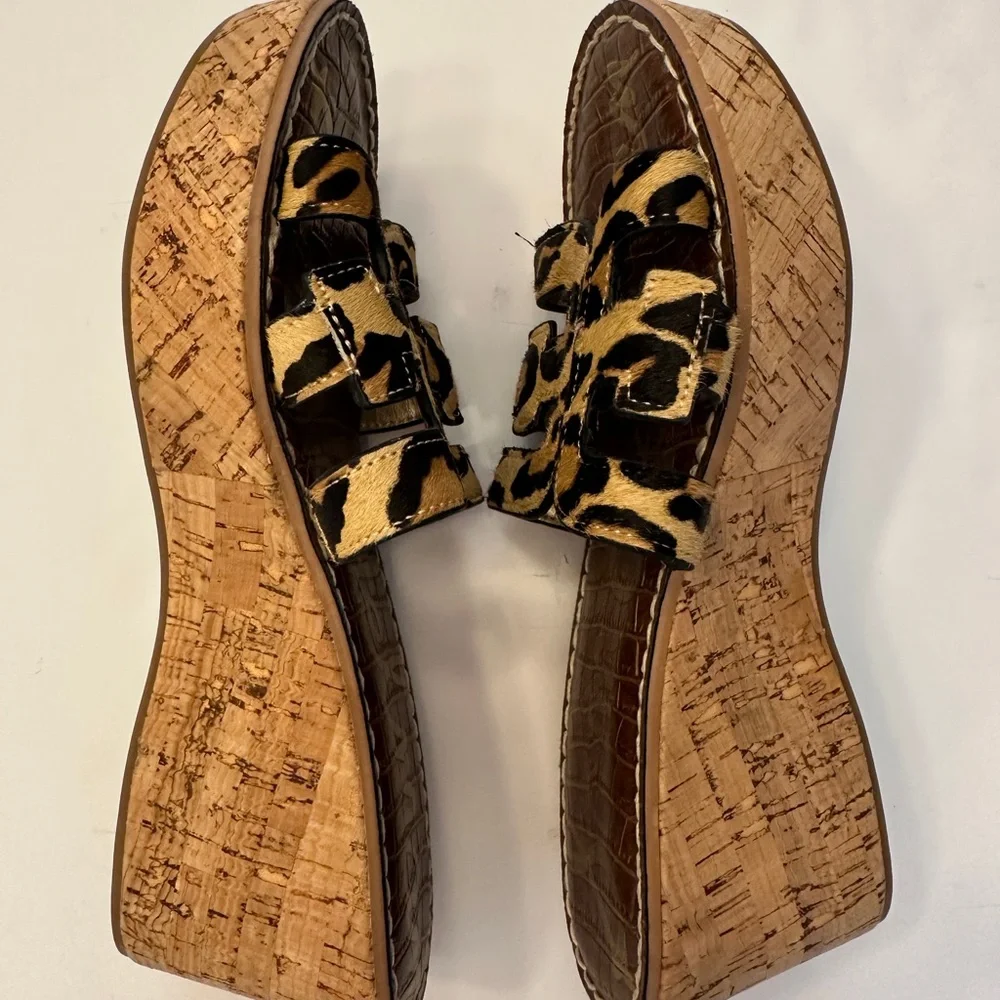 Sam Edelman Leopard Print Slide Sandals - Picture 3 of 5